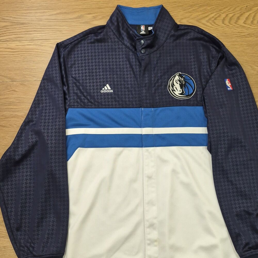 Vtg Adidas NBA Dallas Mavericks Y2K Blue Full Snap Jacket Warmup 2XL Tall Jersey